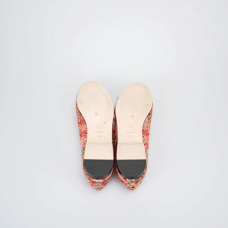 Chanel Ballerinas Mehrfarbiger Stoff und Leder CC 38