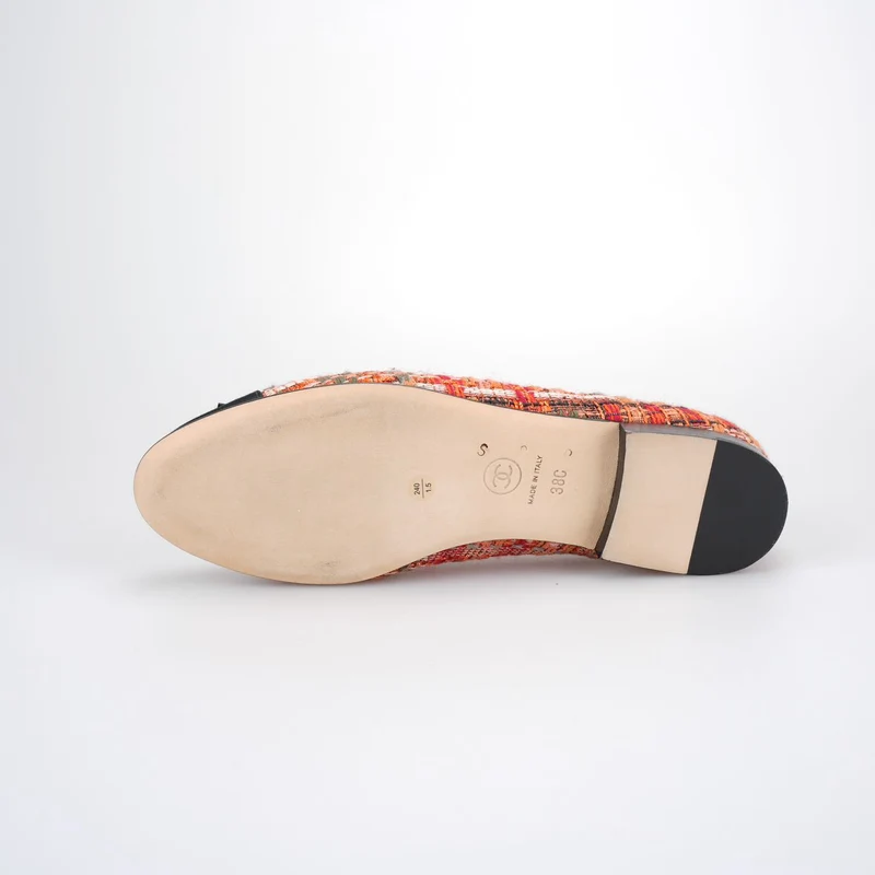 Chanel Ballerinas Mehrfarbiger Stoff und Leder CC 38