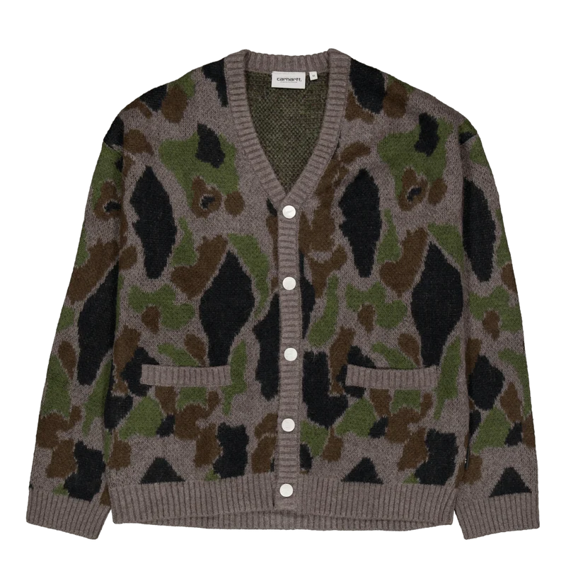 Merton Cardigan Camo Duck Jacquard, Grey