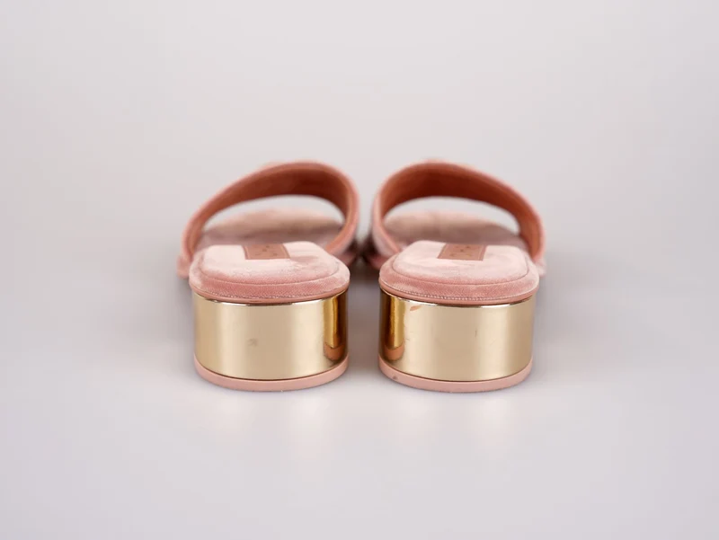 Chanel Gold Heels Rosa Pantoletten Größe 38C