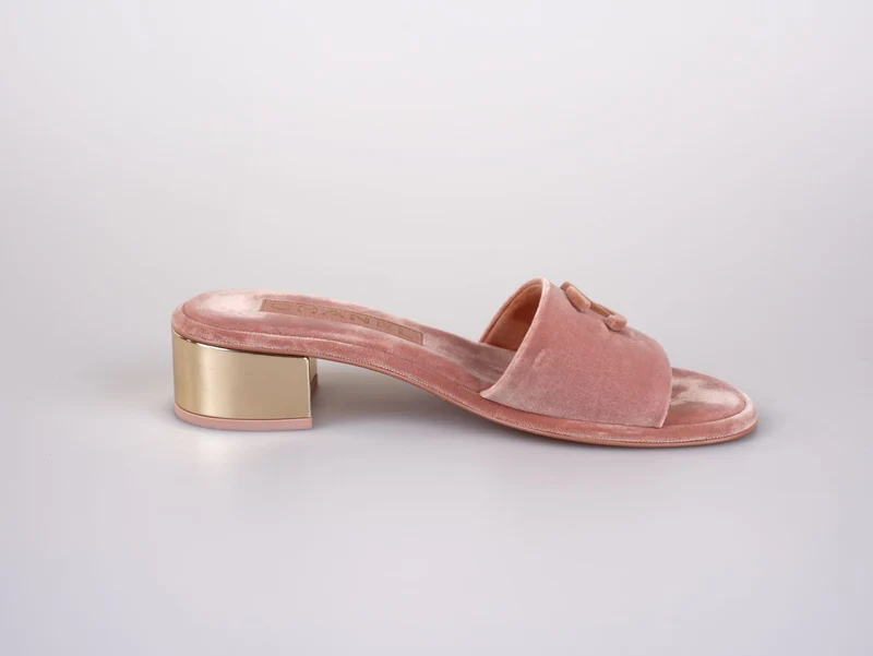 Chanel Gold Heels Rosa Pantoletten Größe 38C