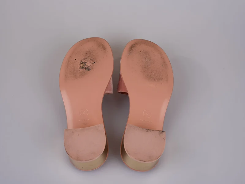 Chanel Gold Heels Rosa Pantoletten Größe 38C