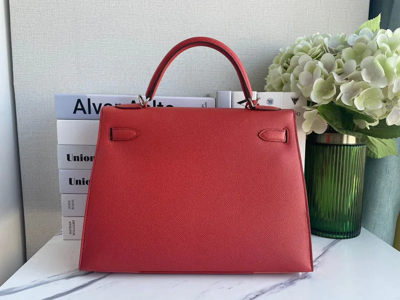 Hermès Kelly 32 Sellier Zweifarbig Rosa & Koralle Epsom (Palladium-Beschläge)