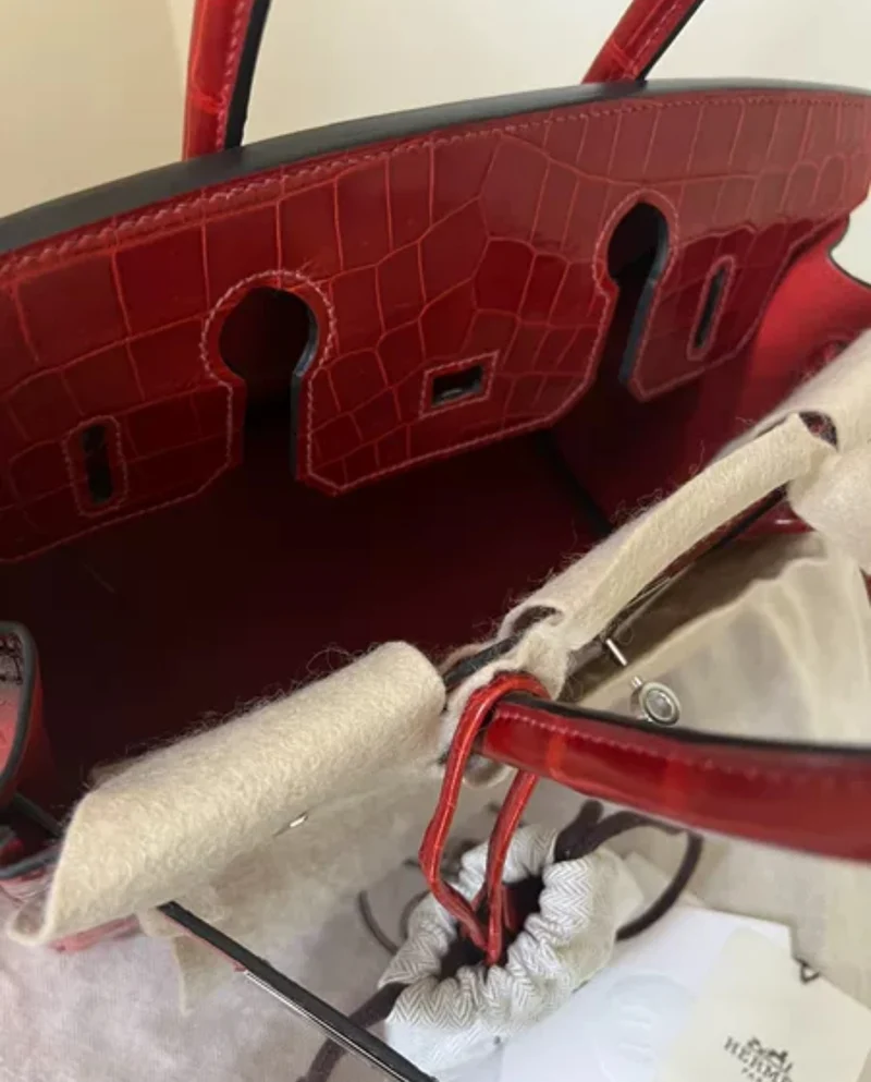 Hermes Birkin 30 Tasche in Braise Shiny Niloticus mit Palladium-Hardware