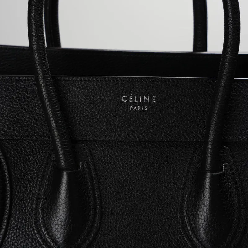 CELINE Micro Luggage Lederhandtasche in Schwarz