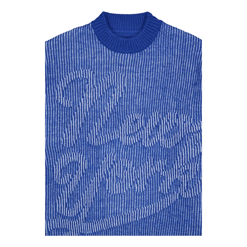 Tjcu Twotone Knitted Crewneck Chase Blue