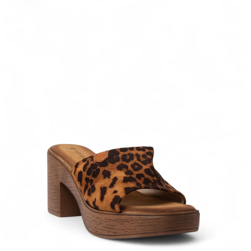 Europeon Union Women Leopard Chamois Wedges #4337