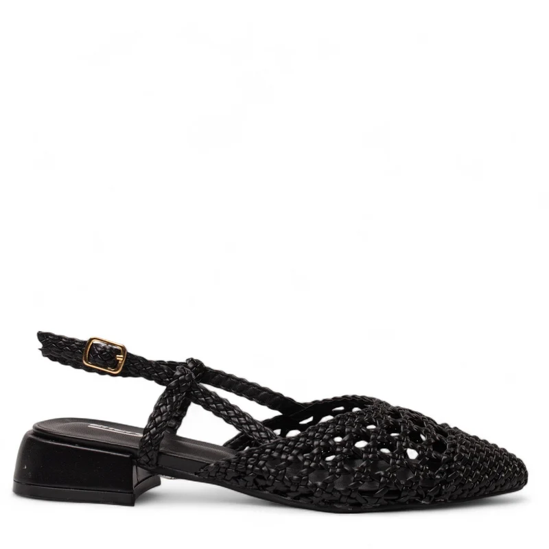 Europeon Union Women Black Leather Mules #4388