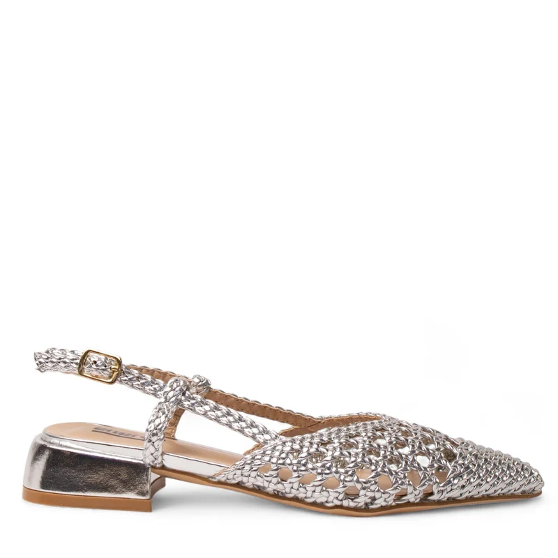 Europeon Union Women Silver Leather Mules #4389