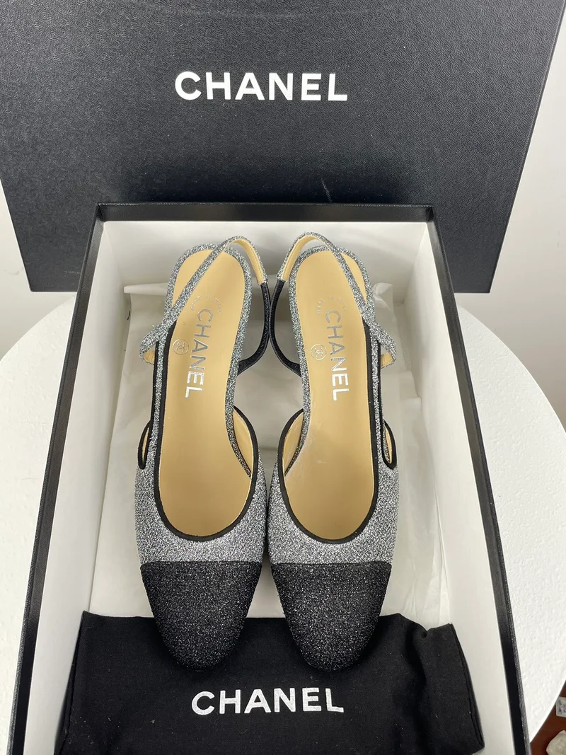 Chanel Glitzer Slingback Pumps mit CC Logo 37 Limitierte Auflage