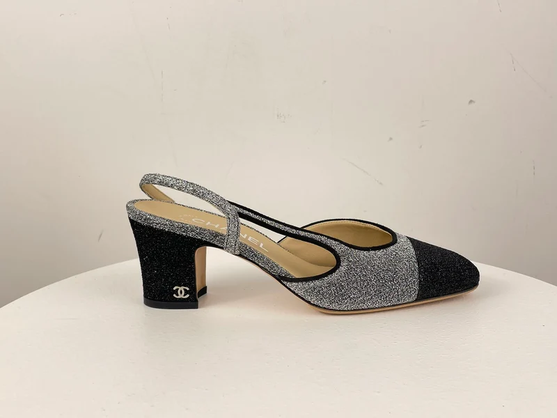 Chanel Glitzer Slingback Pumps mit CC Logo 37 Limitierte Auflage