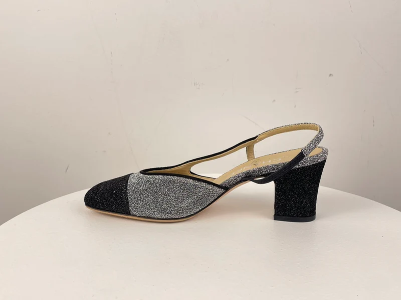 Chanel Glitzer Slingback Pumps mit CC Logo 37 Limitierte Auflage