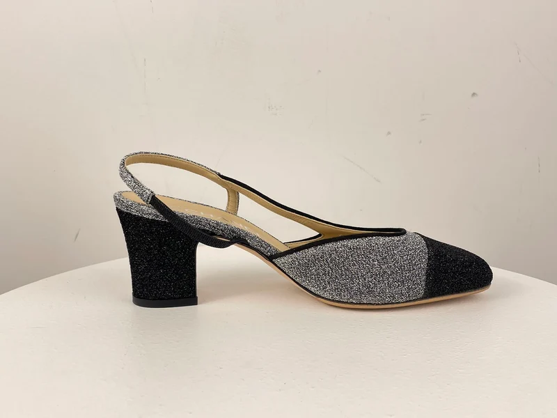 Chanel Glitzer Slingback Pumps mit CC Logo 37 Limitierte Auflage