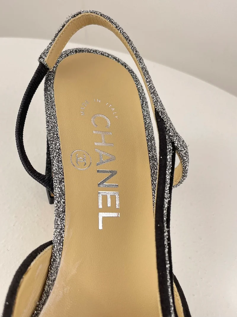 Chanel Glitzer Slingback Pumps mit CC Logo 37 Limitierte Auflage