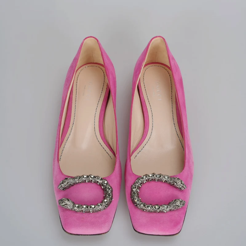 Gucci - Dionysus Pink Wildleder Flats 37
