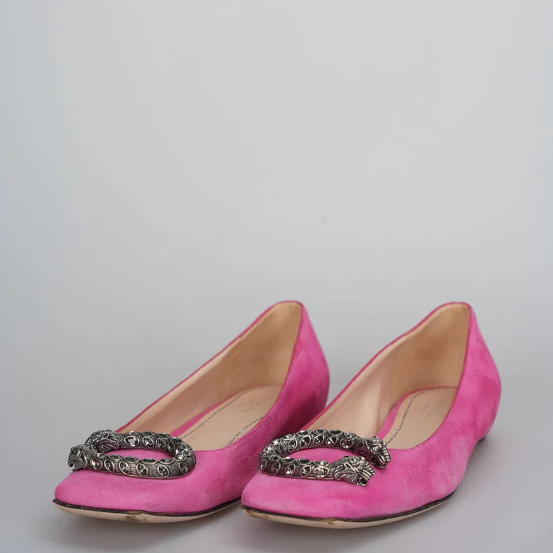 Gucci - Dionysus Pink Wildleder Flats 37