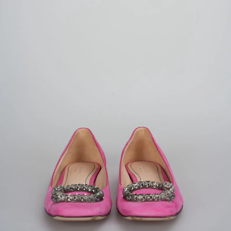 Gucci - Dionysus Pink Wildleder Flats 37