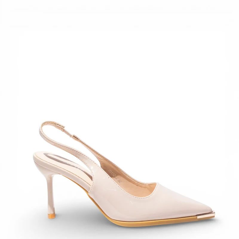 EuropeonUnion Women Beige VernisLeather Heels #4782