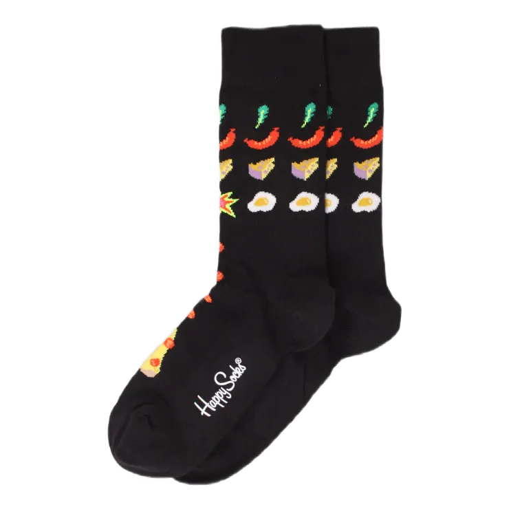 Pizza Invaders Sock Black