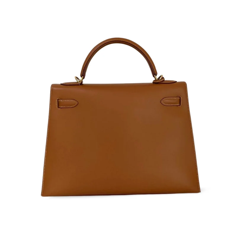 Hermes Kelly Bag 32cm aus Gold (Braun) Boxleder mit Goldbeschlägen