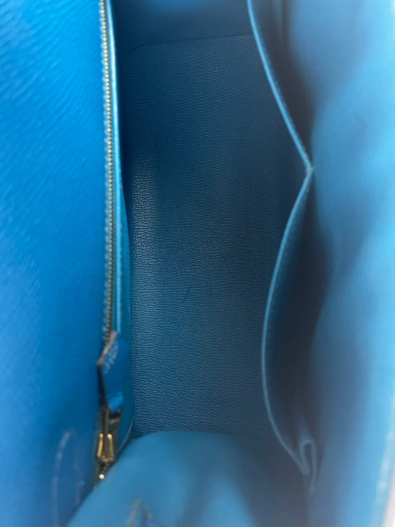 Hermes Kelly Sellier Tasche 28cm aus blauem Epsom-Leder mit goldener Hardware