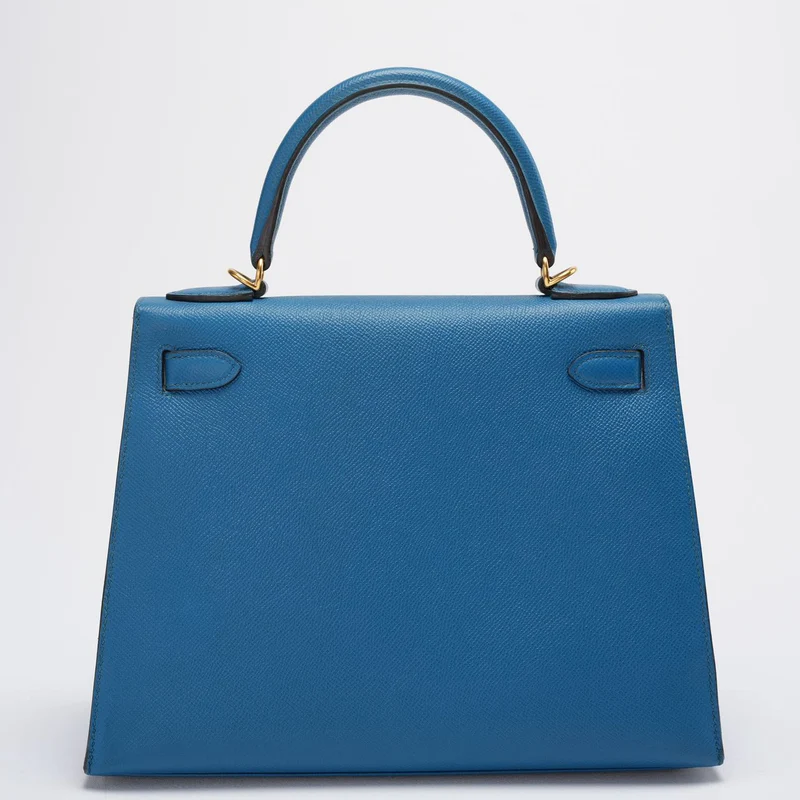 Hermes Kelly Sellier Tasche 28cm aus blauem Epsom-Leder mit goldener Hardware