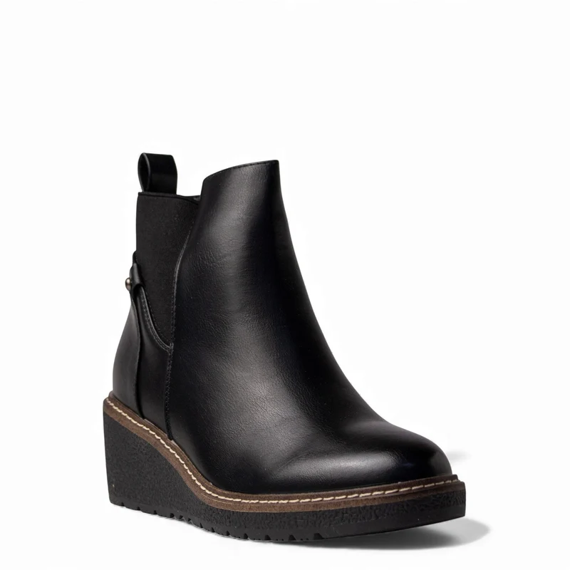 Europeon Union Women Black Leather Half Boot #4622