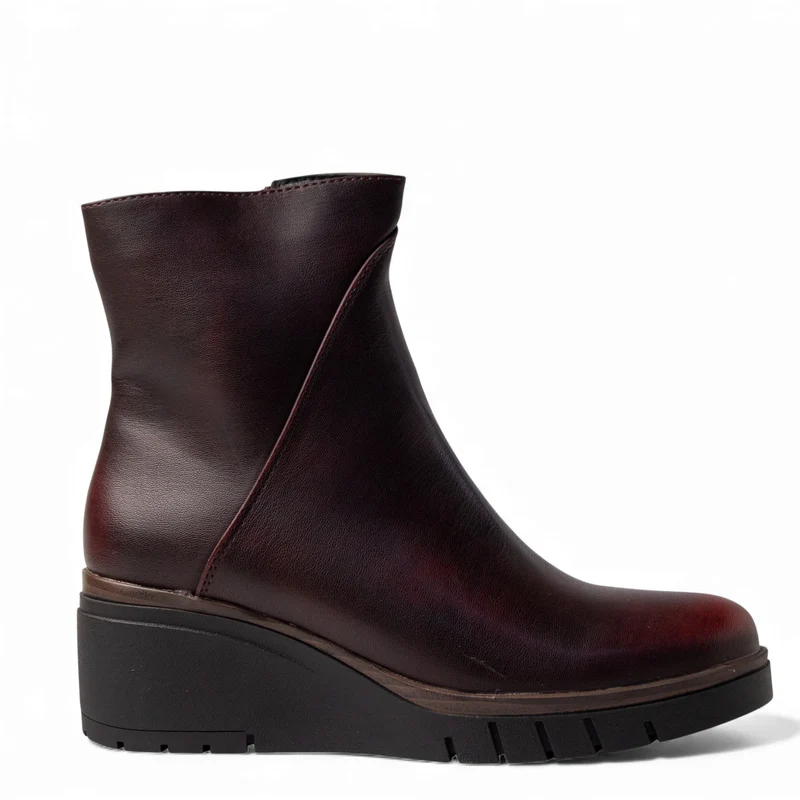 Europeon Union Women Maroon Leather Half Boot #4617