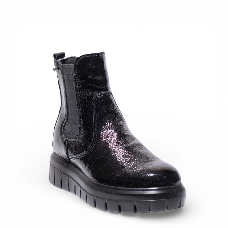 Italian Women Black VernisLeather HalfBoot #4758