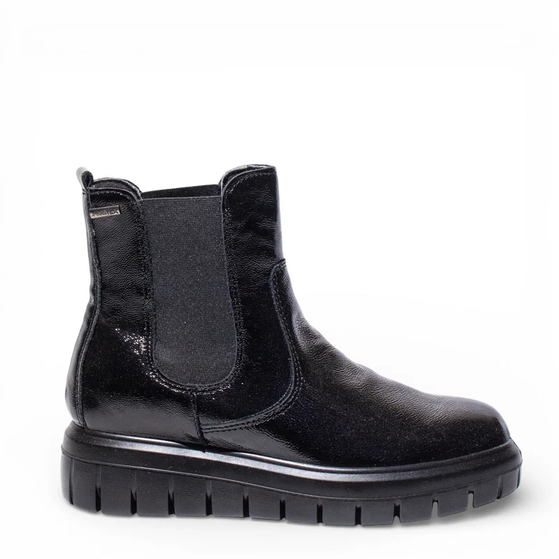 Italian Women Black VernisLeather HalfBoot #4758