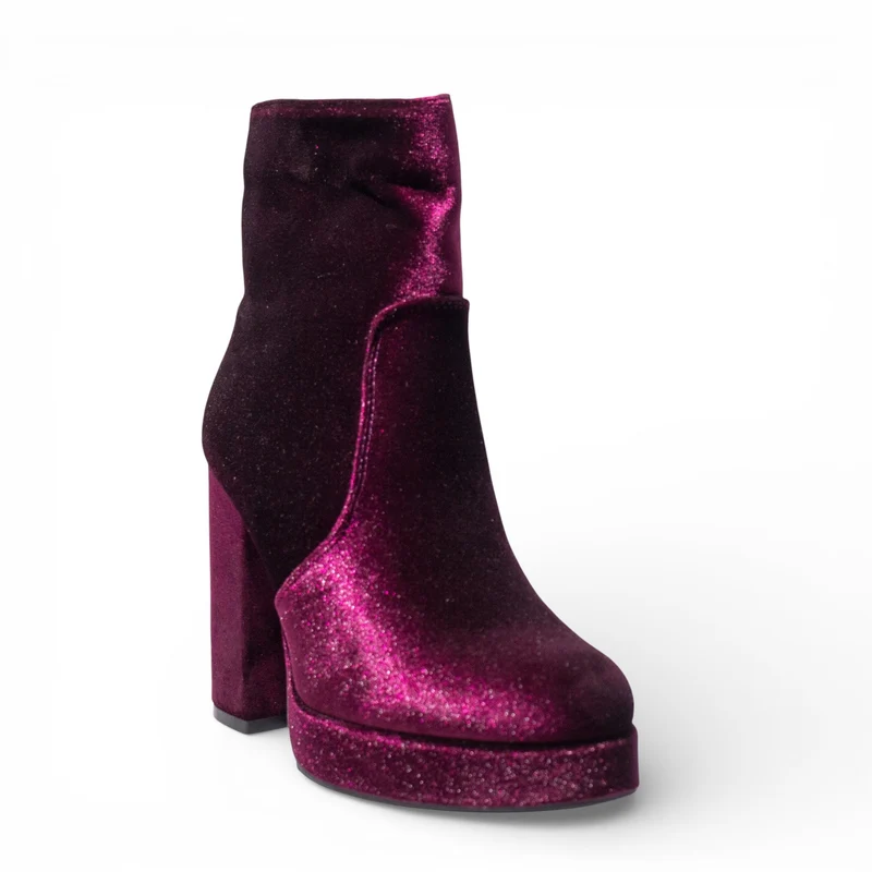 EuropeonUnion Women Purple Velvet HalfBoot #4790