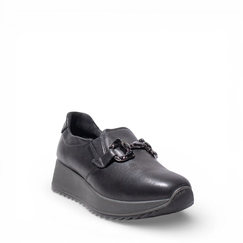 Italian Women Black Leather Shoes #4766
