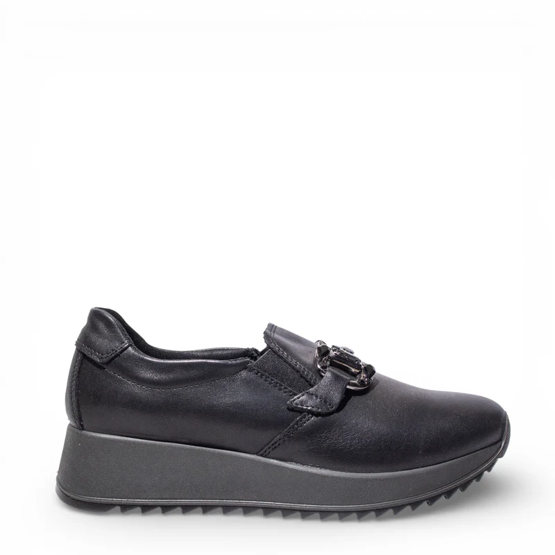 Italian Women Black Leather Shoes #4766