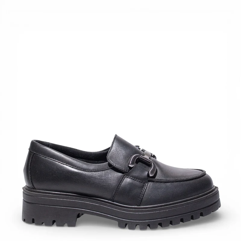 Italian Women Black Leather Shoes #4762