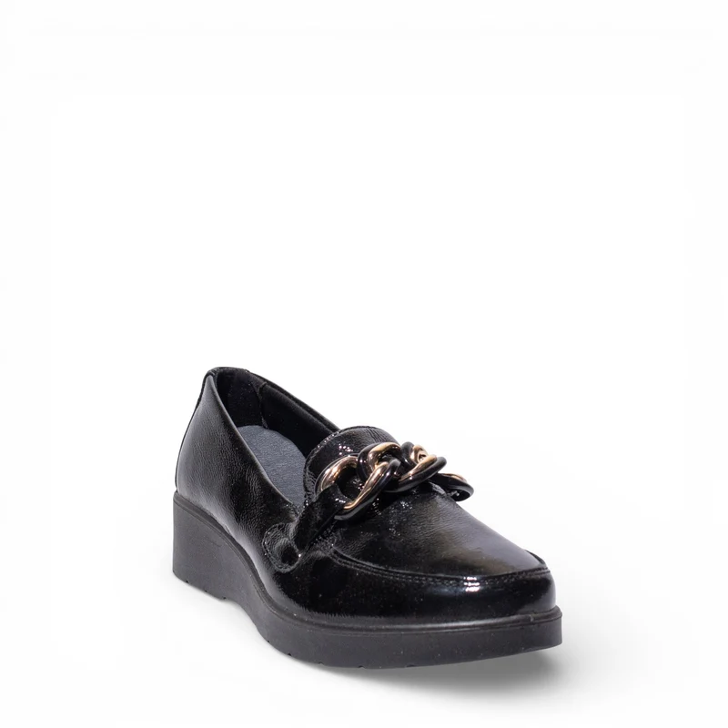 Italian Women Black VernisLeather Shoes #4750