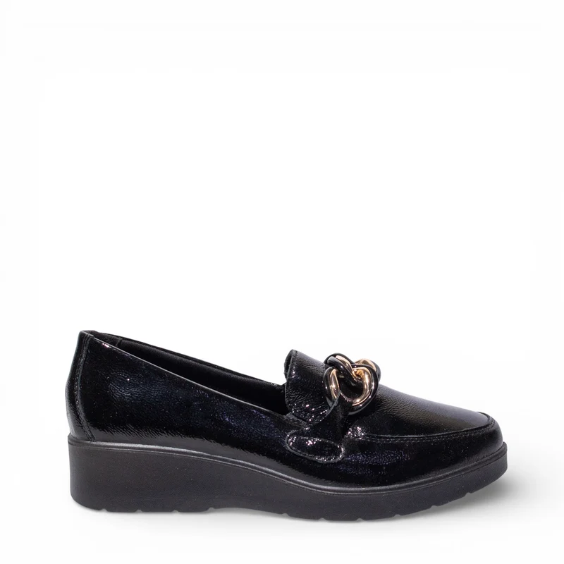 Italian Women Black VernisLeather Shoes #4750