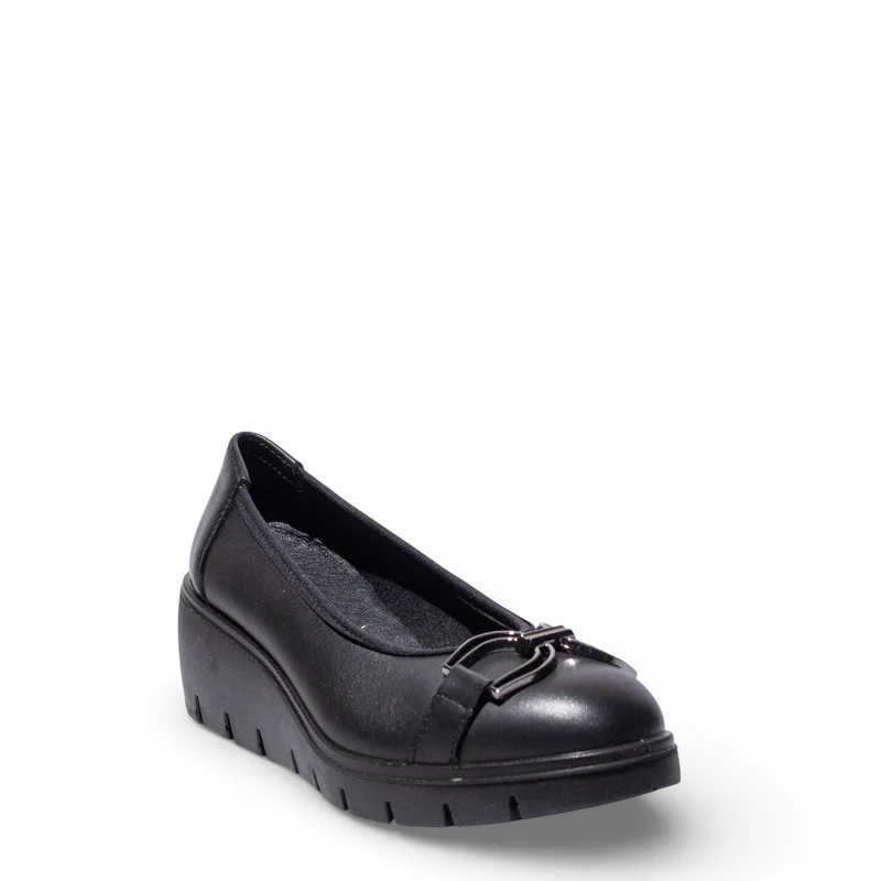 Italian Women Black Leather Shoes #4747