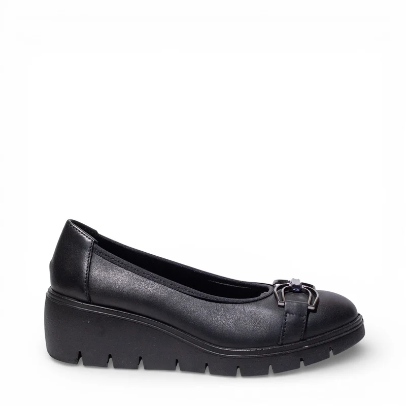 Italian Women Black Leather Shoes #4747