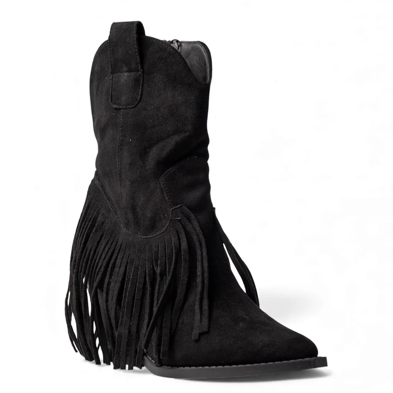 Europeon Union Women Black Chamois Half Boot #4559