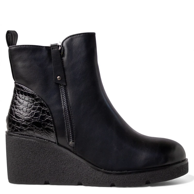 Europeon Union Women Black Leather Half Boot #4538