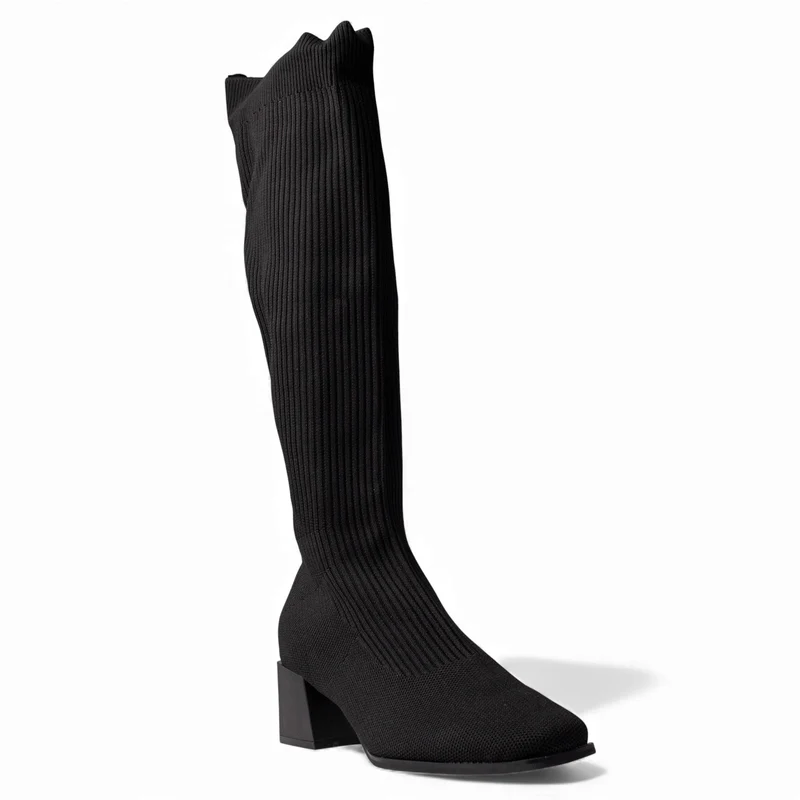 Europeon Union Women Black Cloth Boot #4665