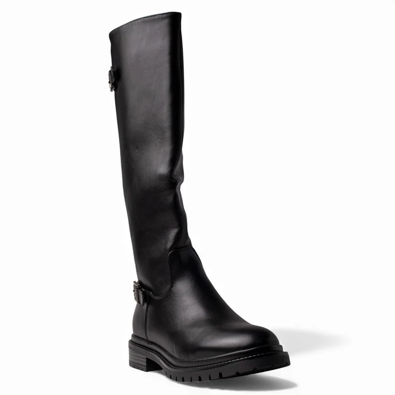 Europeon Union Women Black Leather Boot #4662
