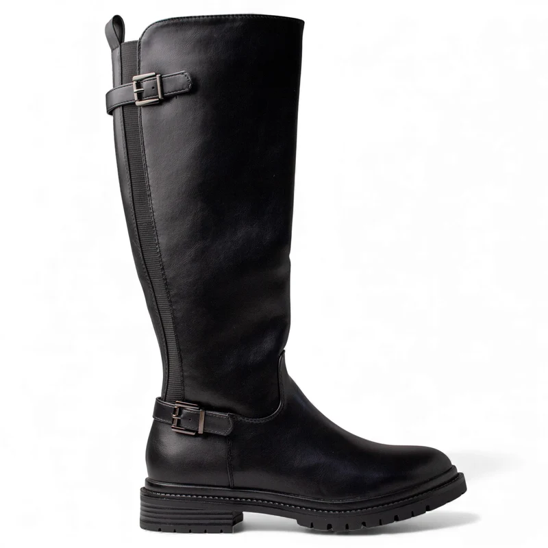 Europeon Union Women Black Leather Boot #4662