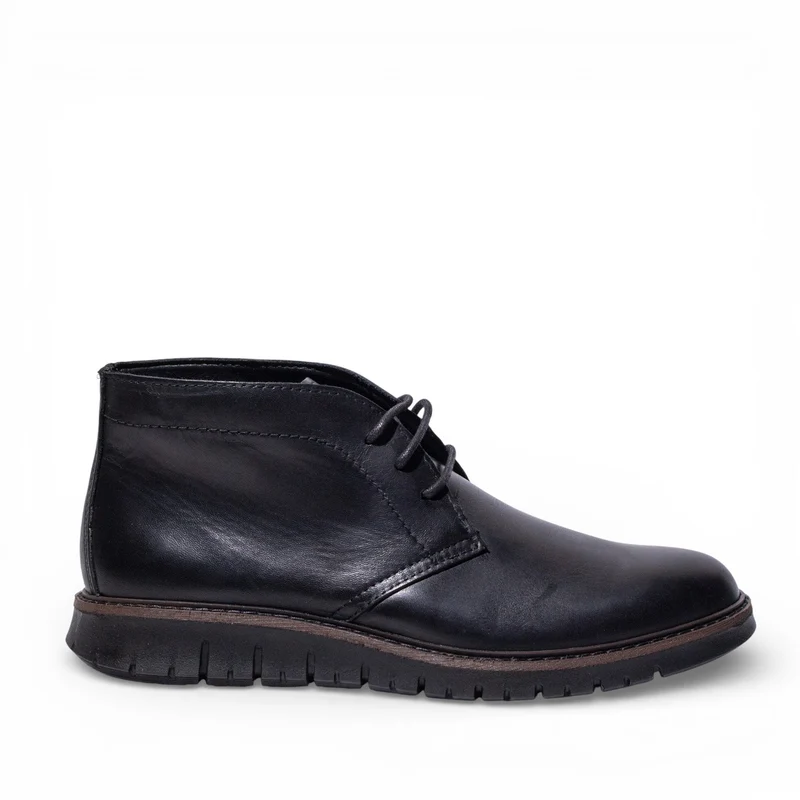 Italian Men Black Leather HalfBoot #5107