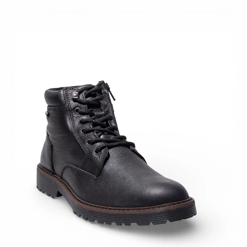 Italian Men Black Leather HalfBoot #5106