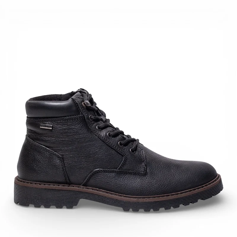 Italian Men Black Leather HalfBoot #5106