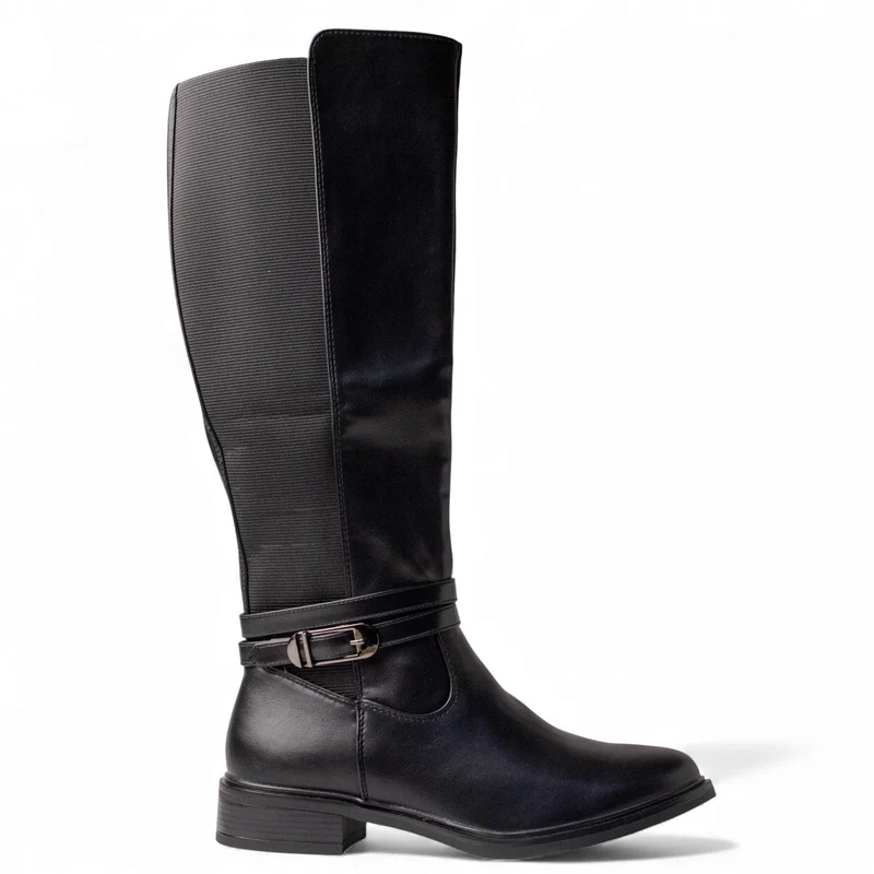 Europeon Union Women Black Leather Boot #4660