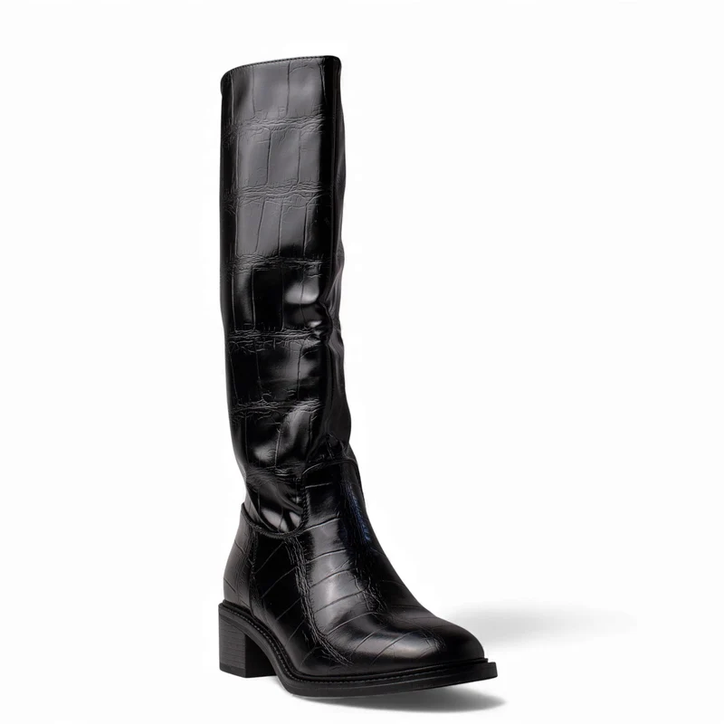 Europeon Union Women Black Leather Boot #4610