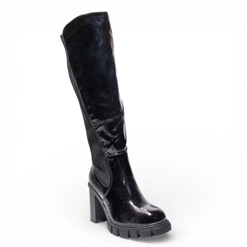 EuropeonUnion Women Black VernisLeather Boot #4786