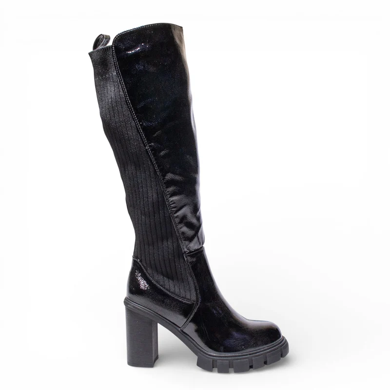EuropeonUnion Women Black VernisLeather Boot #4786